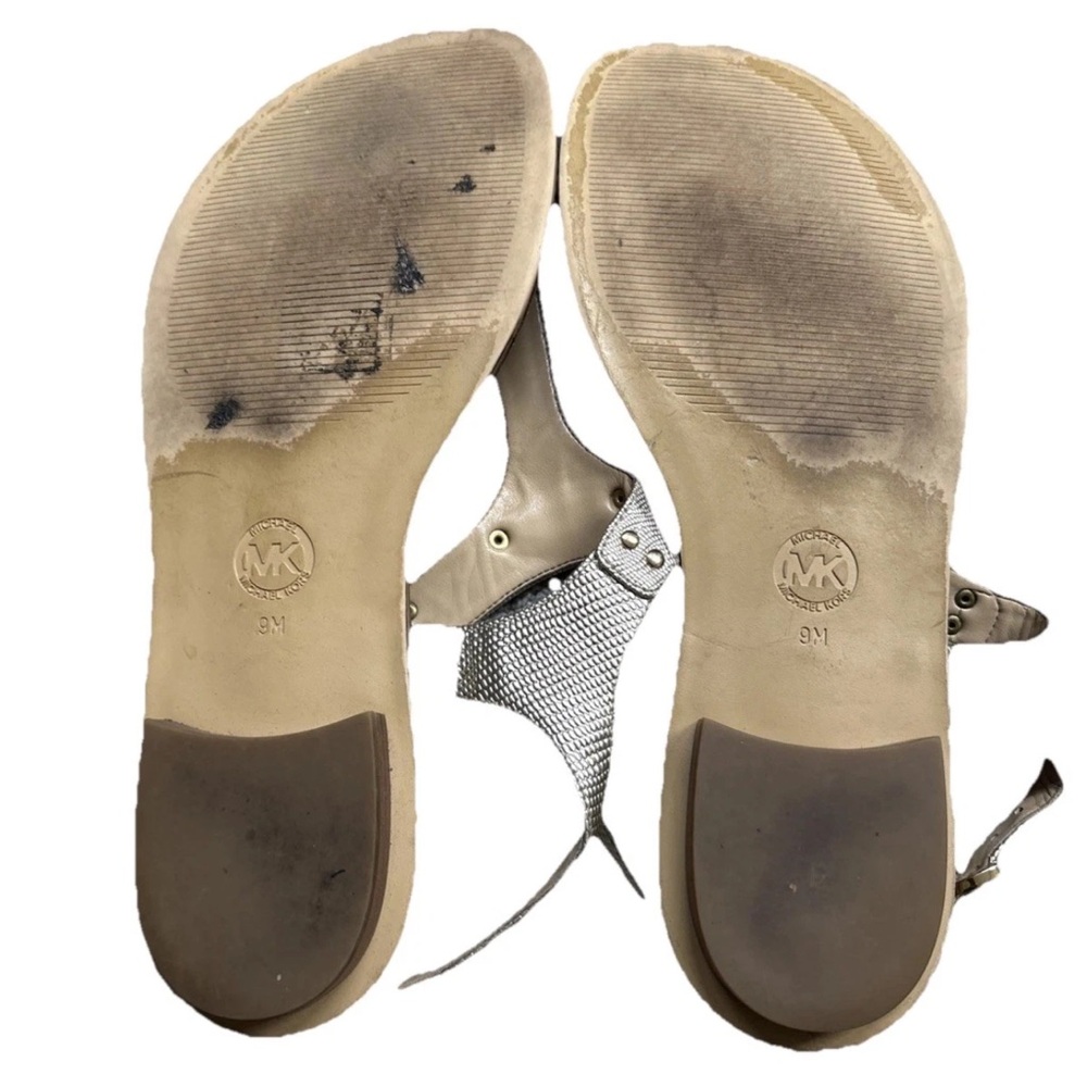 Michael Kors Metallic Gold T-Strap Leather Sandals size 9 m - Picture 12 of 16